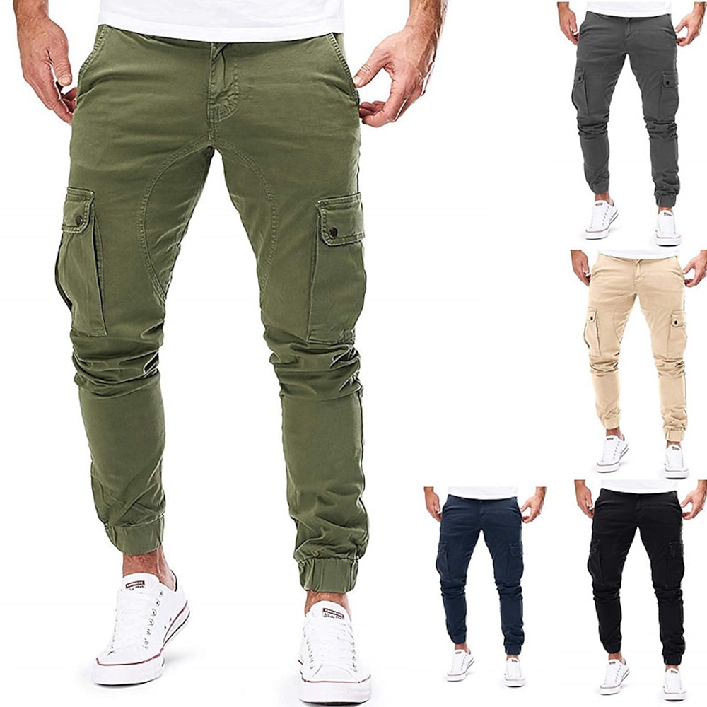 Herren Cargohose Cargohosen Cargohose Tasche Glatt Komfort Atmungsaktiv Outdoor Täglich Ausgehen Modisch Brautkleider schlicht Schwarz Armeegrün Lightinthebox