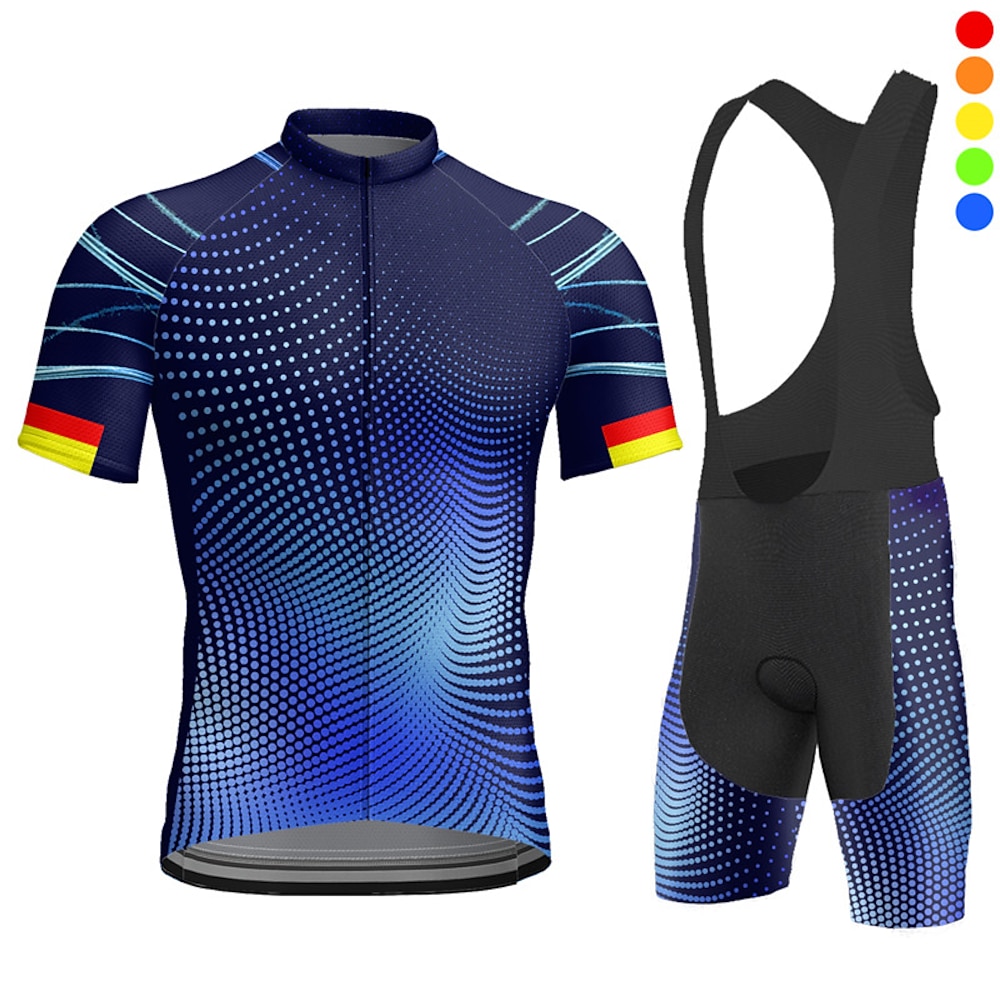 Herren Radtrikot mit Radhose kurz Trägern fahrradbekleidung Kurzarm MTB Mountain Rennrad Schwarz Blau Purpur Fahhrad Sportkleidung 3D-Pad Atmungsaktiv Schnelltrocknend Tasche auf der Rückseite Lightinthebox