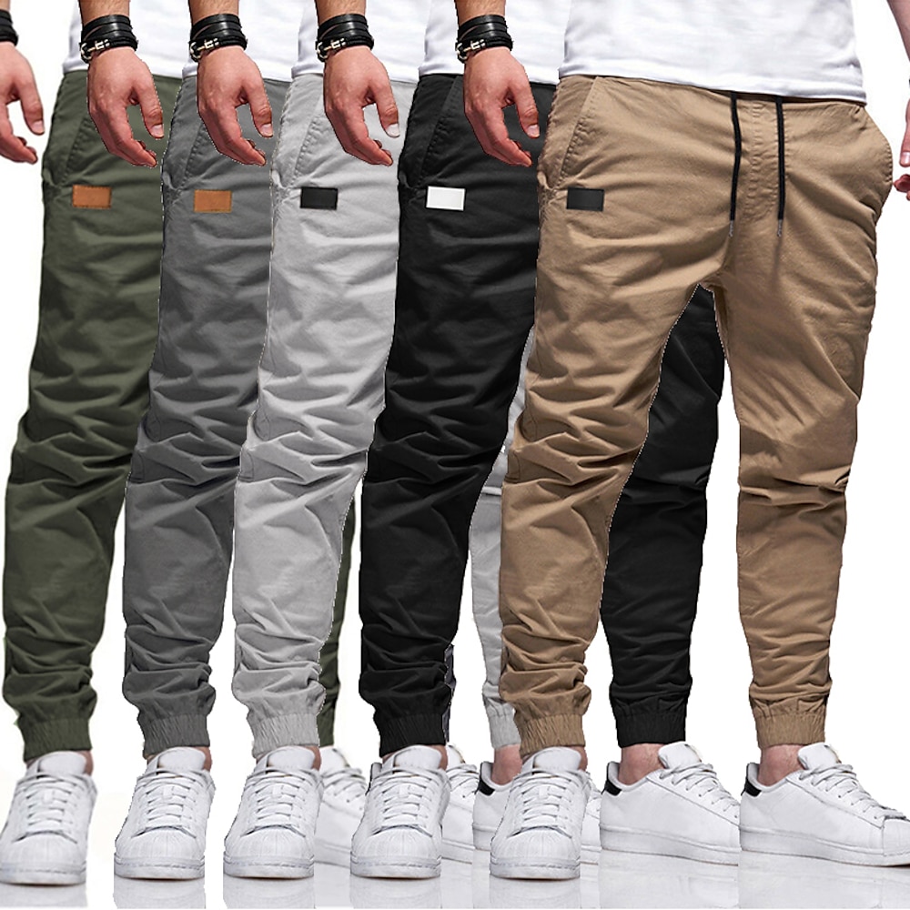 Herren Cargohose Cargohosen Cargohose Jogginghose Jogger Hose Hosen Freizeithose Kordelzug Elastische Taille Elastischer Ärmelbund Glatt Sports Outdoor Laufen Strassenmode Trainieren Armeegrün Schwarz Lightinthebox