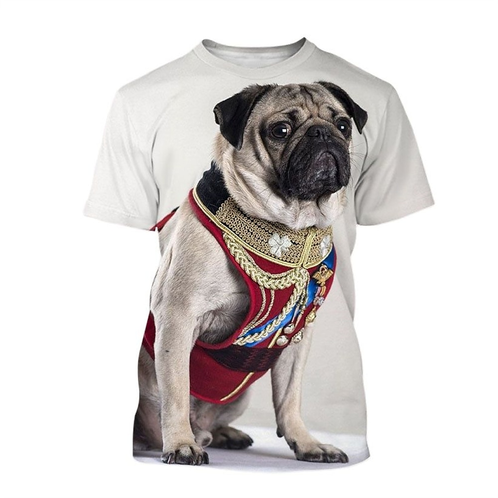 Tier Hund Mops T-Shirt-Ärmel Anime 3D Grafik Für Paar Herren Damen Erwachsene Maskerade 3D-Druck Casual Lightinthebox