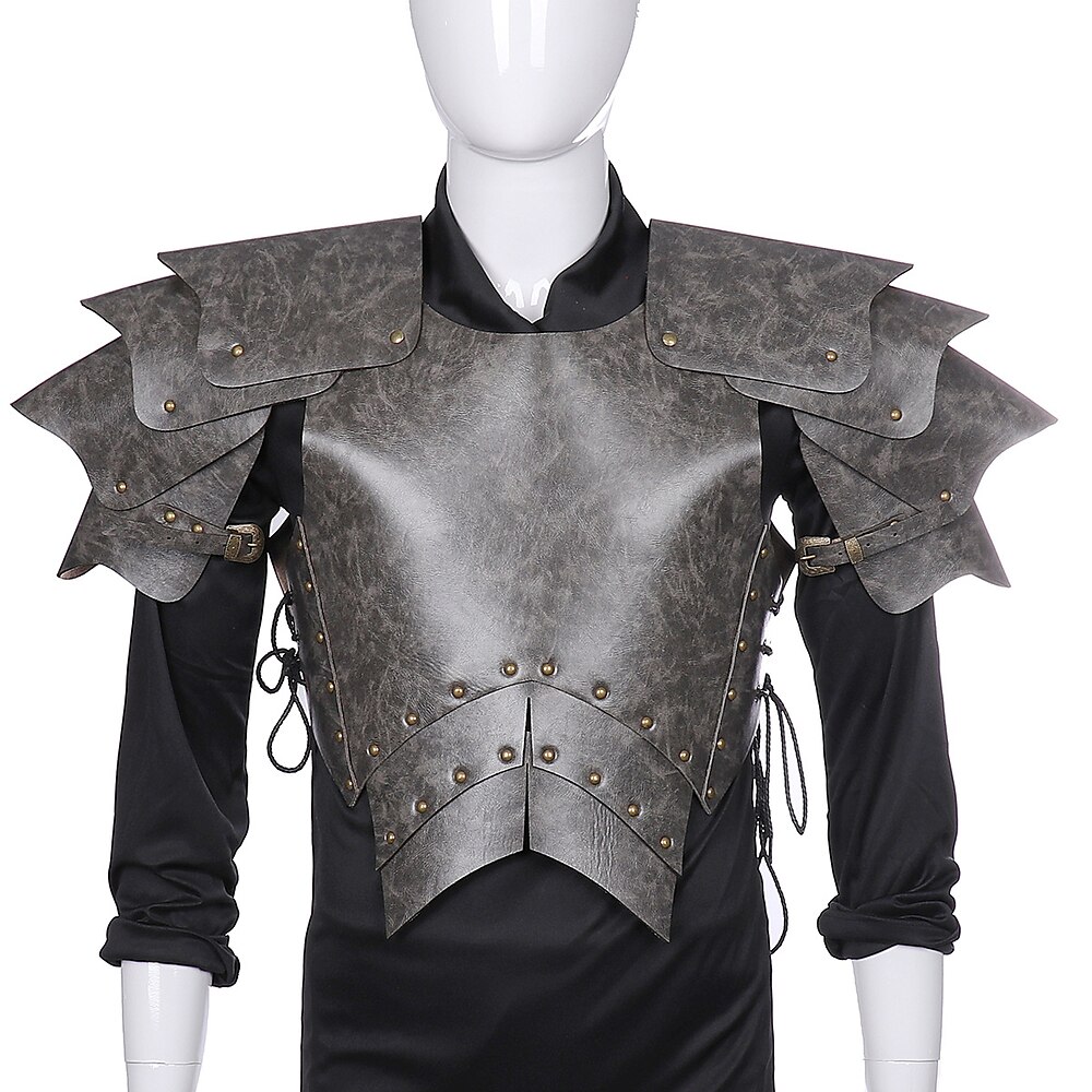 Retro Vintage Punk Gothic Mittelalterlich Cosplay Kostüm Waffen und Rüstungen Chemise Ritter Ritter Vikinger Outlander Walhalla Herren Einfarbig Leistung Party / Abend Bühne Erwachsene Schulter Lightinthebox