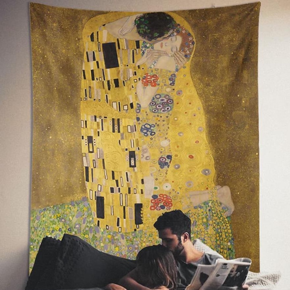 goldene tränen gustav klimt wandteppich kunst dekor wandbehang hintergrund vorhang hause schlafzimmer wohnzimmer dekoration Lightinthebox