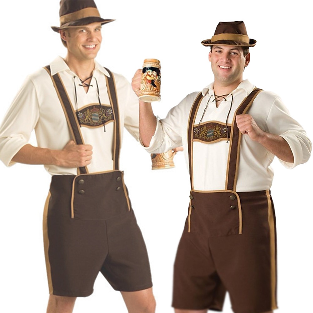 Halloween Karneval Oktoberfestbier Kostüm Bluse / Hemd Cosplay Kostüm Lederhosen Oktoberfest / Bier Austattungen Bayerisch München Wiesn Herren Stoff im traditionellen Stil Bluse Unterhose Hut Lightinthebox