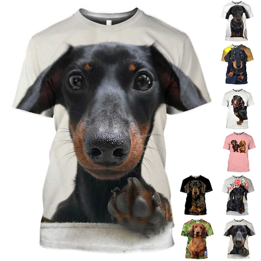 Tier Hund Dackel T-Shirt Grafik T-Shirt für Herren Damen Unisex Erwachsene 3D-Druck lässig täglich süß lustig Geschenk Lightinthebox