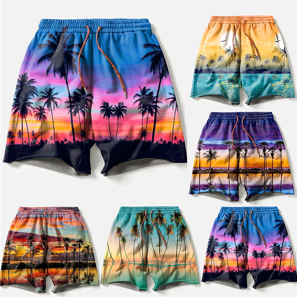 Herren Kokosnussbaum Grafik-Drucke Badeshorts Boardshorts Badeshorts Badehose Schwimmshorts Mittlere Taillenlinie Hawaiianisch Boho Casual Täglich Festtage Kordelzug mit Mesh-Futter Elastische Taille Lightinthebox