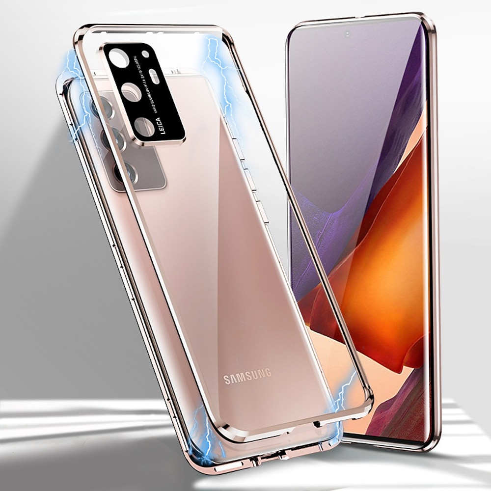 Handy Hülle Handyhüllen Für Samsung Galaxy S24 S23 S22 S21 Plus Ultra Note 20 Ultra Magnetischer Adsorptionsfall Shutzrahmen Magnetisch Ganzkörperschutz Einfarbig Gehärtetes Glas Metall Lightinthebox