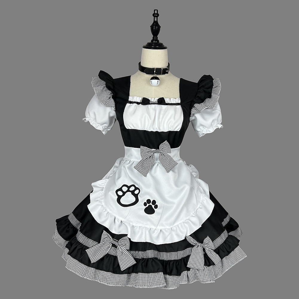 Inspiriert von Cosplay Dienstmädchenuniform Anime Cosplay Kostüme Japanisch Karneval Cosplay-Anzüge Kleider Kurzarm Krawatten Kostüm Für Damen Mädchen Lightinthebox