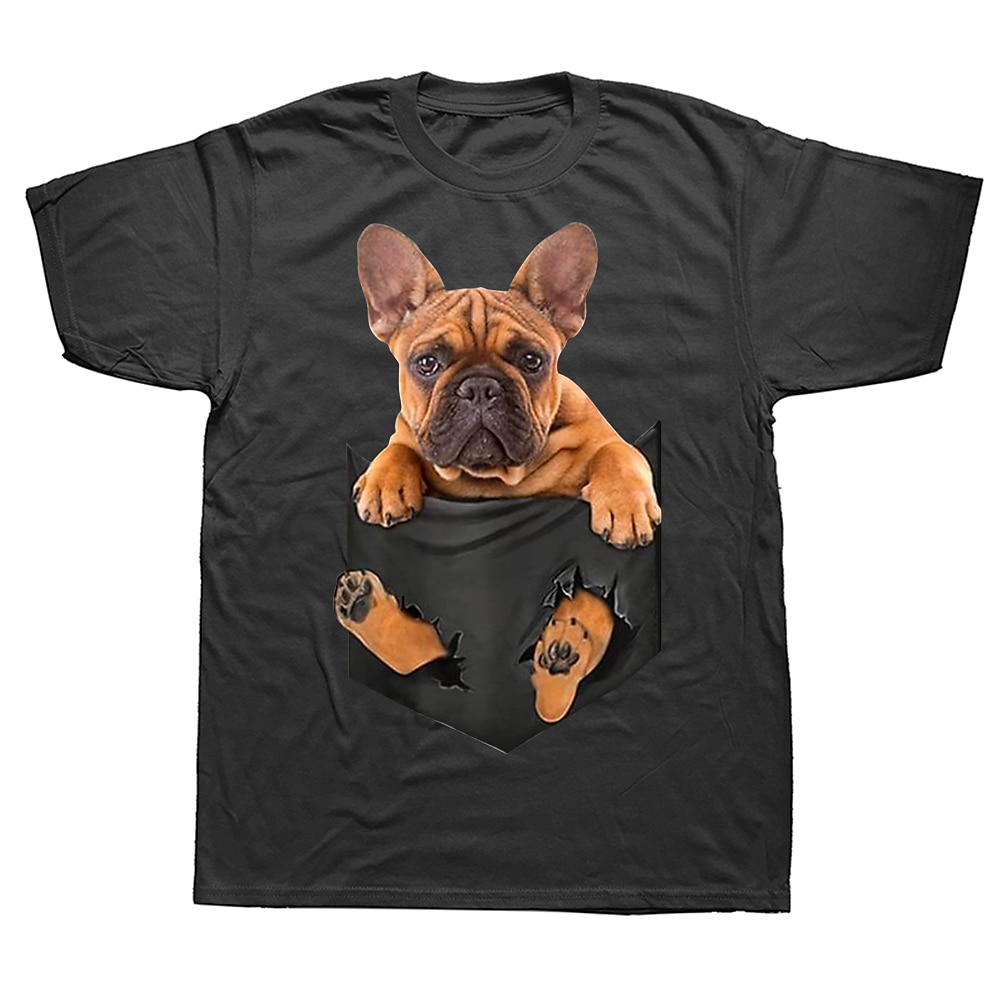 Tier Französische Bulldogge T-Shirt-Ärmel Bedruckt Streetstyle Für Paar Herren Damen Erwachsene Heißprägen Casual Lightinthebox