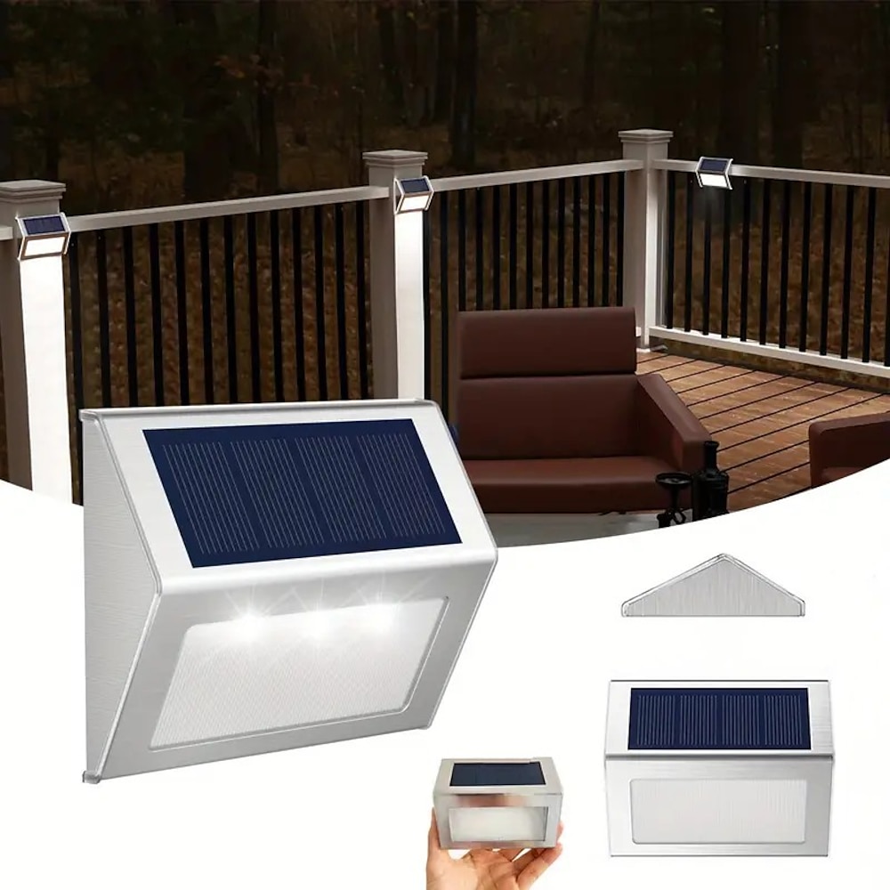 Außenzaun beleuchtet Solarschrittzaun beleuchtet Treppe 1/2pcs wasserdichte Gartenterrasse Außenwandleuchten wasserdichte Solarbeleuchtung Dekorationslampe Lightinthebox