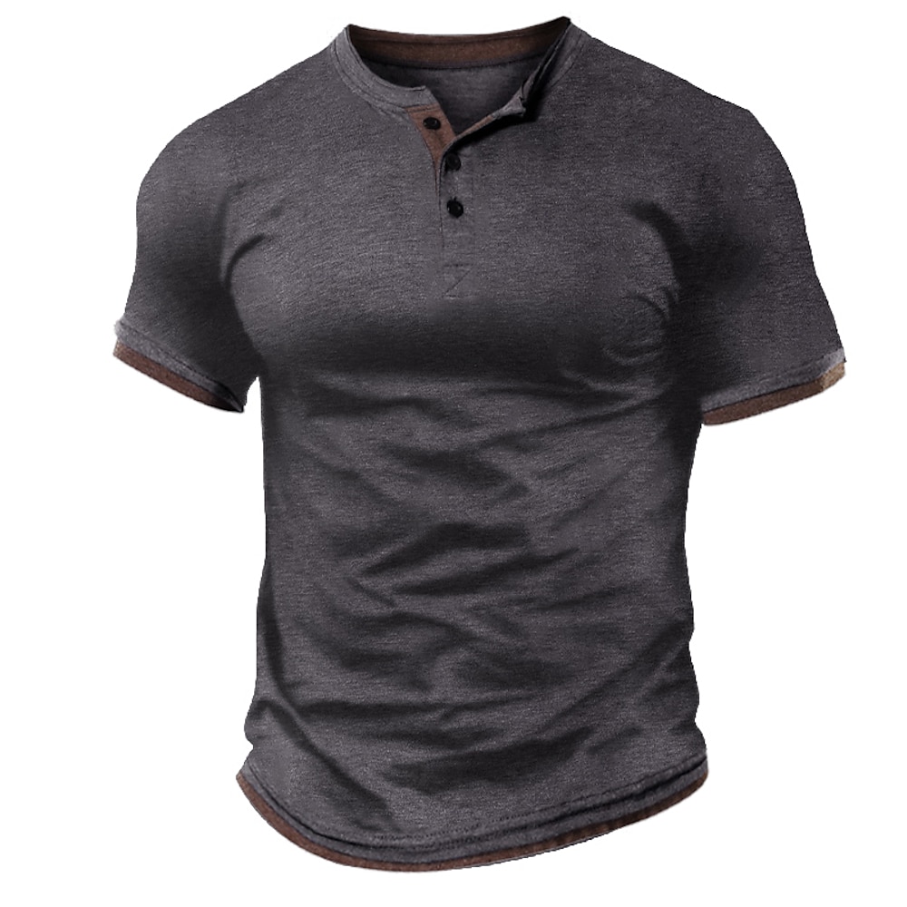 Herren Henley Shirt T-Shirt Glatt Henley Strasse Urlaub Kurze Ärmel Bekleidung Modisch Designer Basic Lightinthebox