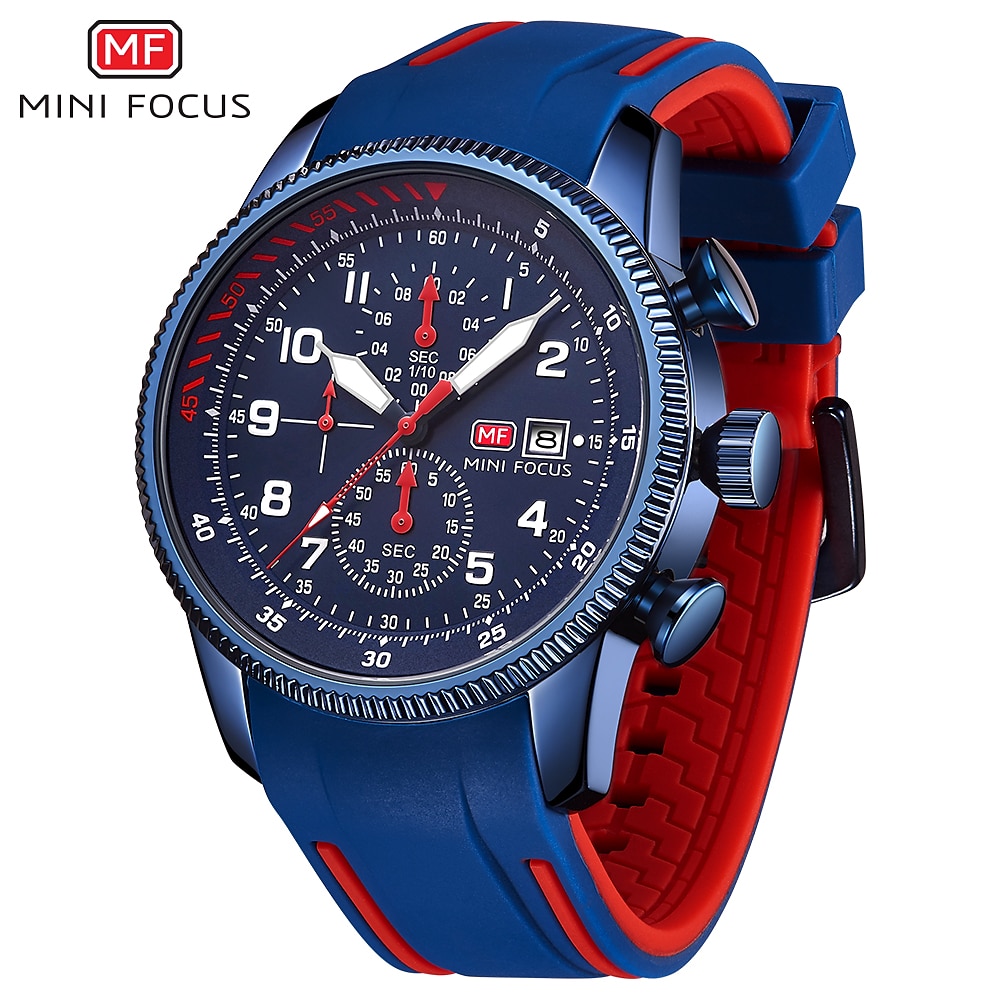 Mini-Fokus-Männer Quarzuhr großes Zifferblatt Outdoor-Modegeschäft leuchtend drei Zeitzonen Kalender wasserdichte Silikonuhr Lightinthebox