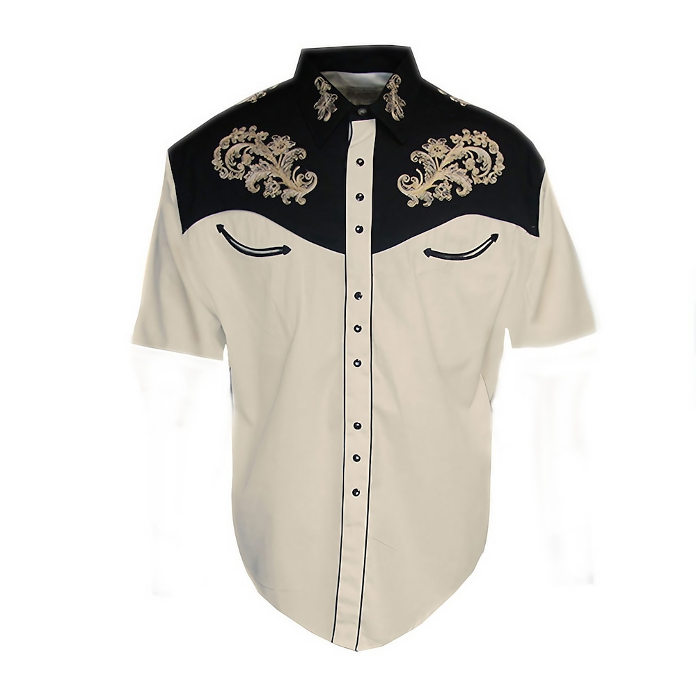 Herren Blumen Grafik-Drucke Hemd Westernhemd Cowboy-Shirt Kurzarm Modisch Strassenmode Designer Outdoor Strasse Täglich Sommer Frühling Umlegekragen Bedruckt Aprikose Lightinthebox