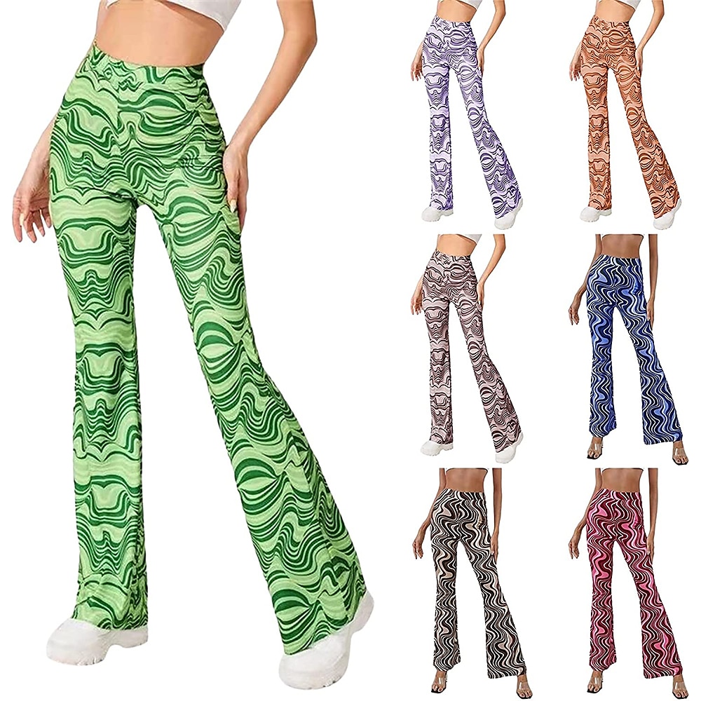 Hippie Retro Vintage Boho 1970er Disko Hose Glockenhose Hose mit weitem Bein Yoga-Hose Damen Kostüm Jahrgang Cosplay Hosen Schlager Outfit Lightinthebox