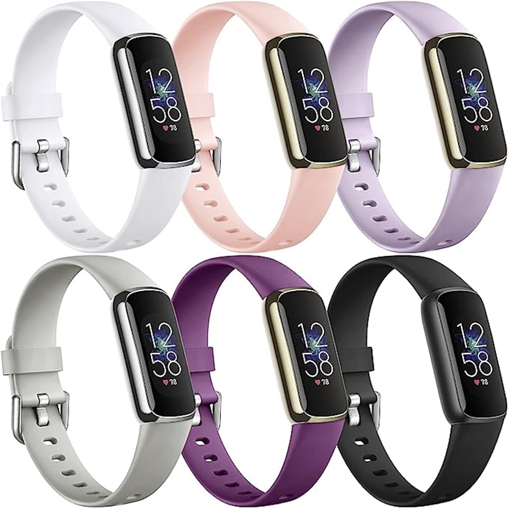 6er Pack Smartwatch-Band Kompatibel mit Fitbit Luxe Weiches Silikon Smartwatch Gurt Verstellbar Solo-Loop Frauen Männer Sportarmband Ersatz Armband Lightinthebox