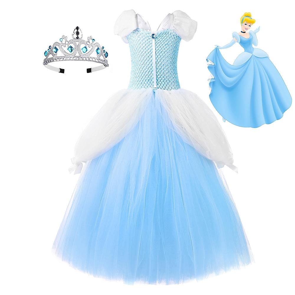 Die Schöne und das Biest Schneewittchen und die sieben Zwerge Schneeweiß Aschenputtel Ziemlich Kleid Blumenmädchen Kleid Tüll-Kleider Mädchen Film Cosplay Cosplay Kindertag Maskerade Hochzeit kleid Lightinthebox