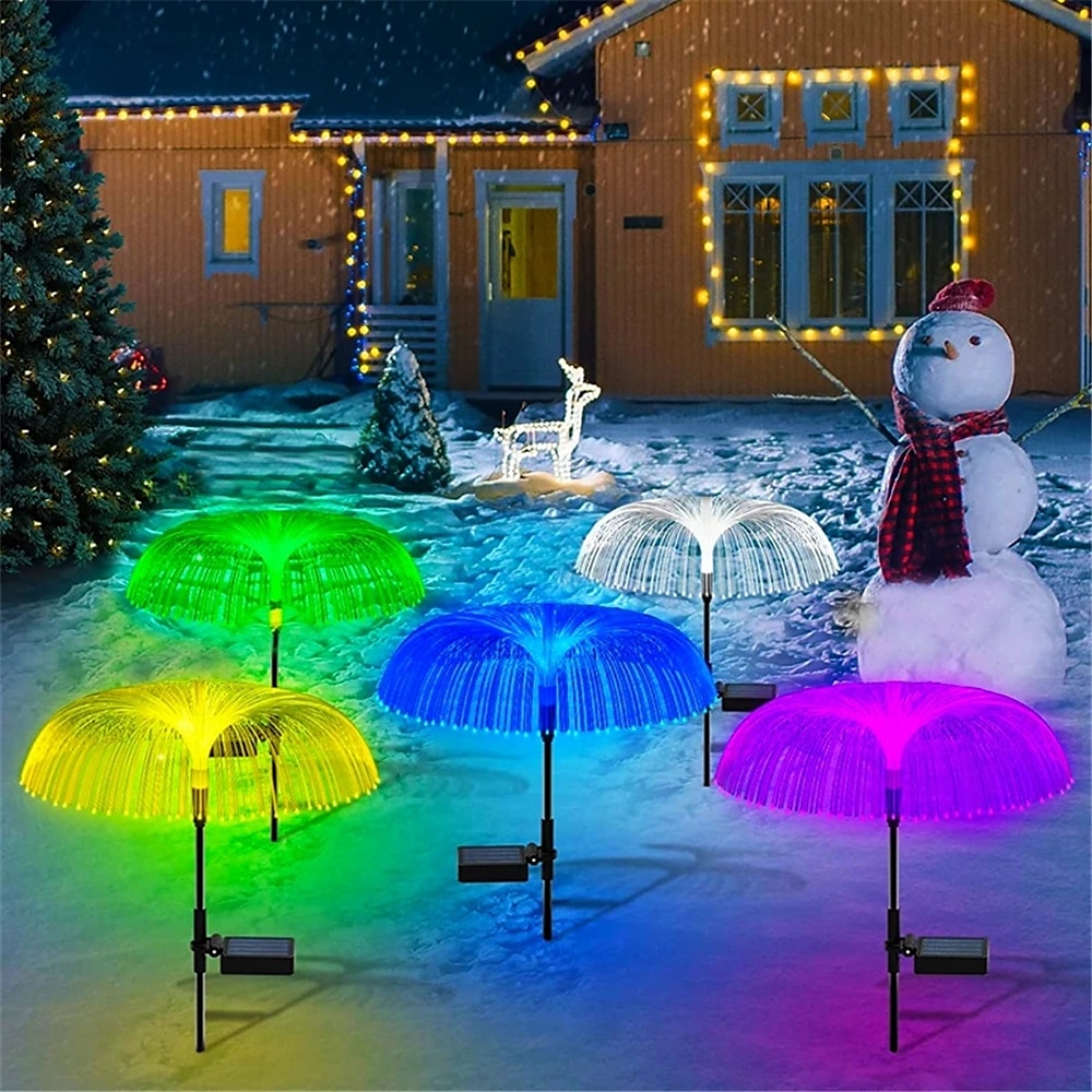 2 Stück buntes Farbverlauf-Solarfaser-Quallenlicht - Löwenzahn-LED-Garten-Atmosphärendekoration, wasserdichtes Farblicht für Rasen und Innenhof im Freien Lightinthebox