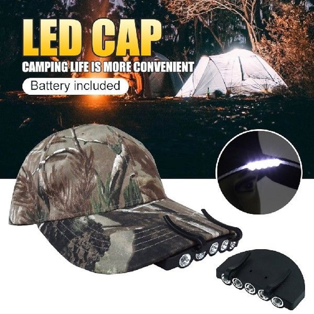 LED 5 LED Scheinwerfer Scheinwerfer Taschenlampe Kappenhut Taschenlampe Lampe im Freien Angeln Camping Jagd Clip-on-superhellen Lightinthebox