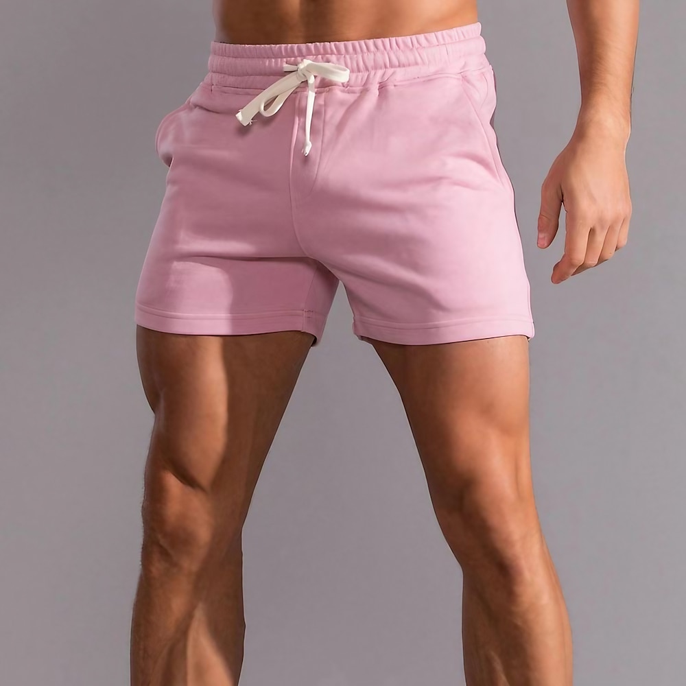 Herren Rosa Shorts Sportliche Shorts Sweatshorts Kurze Hose Kurze Sporthose Tasche Glatt Komfort Atmungsaktiv Outdoor Täglich Ausgehen Modisch Brautkleider schlicht Schwarz Weiß Lightinthebox