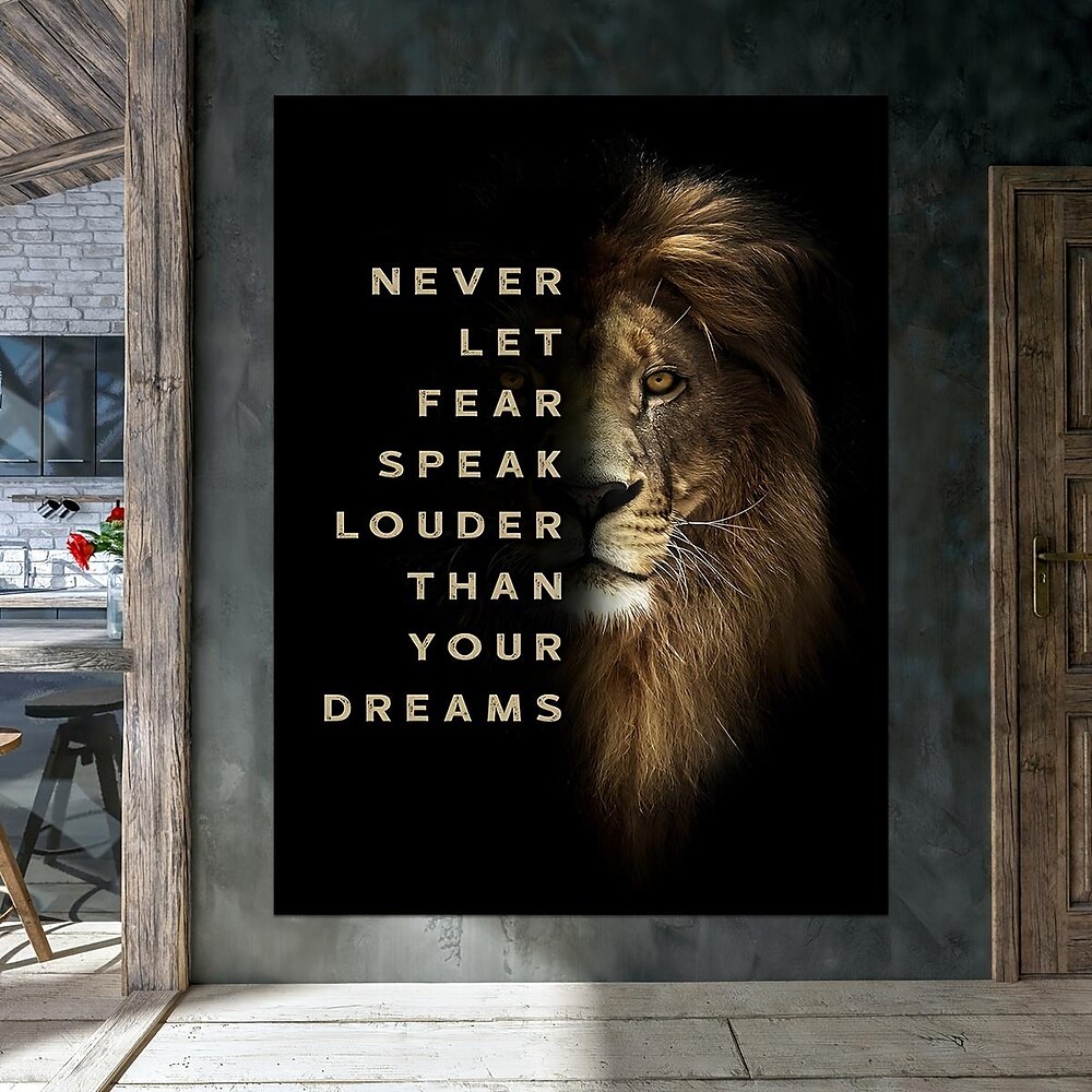 1pc Löwe Motivationswand Kunstdruck inspirierendes Zitat Poster moderne Wohnkultur Leinwand Gemälde Büro Wanddekoration kein Rahmen Lightinthebox