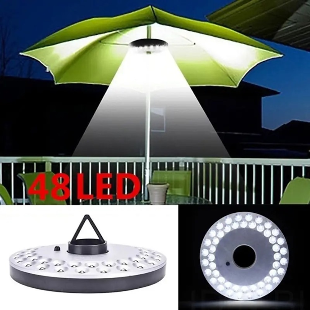 Regenschirmlicht 48led superhelle Patio-LED-Regenschirmlichter für Campingreisen Patiodekorgarten tragbare Campingzeltlichtlampe mit Haken Gartenlaterne Lightinthebox