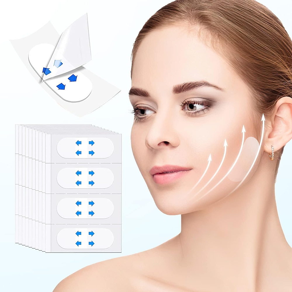 Facelift-Tape gegen Falten - Face-Tape-Lifting unsichtbar, sofortiges Facelifting in V-Form, Make-up-Tool glättet Doppelkinnfalten im Gesicht, hebt schlaffe Haut, Facelifting-Tape wasserdicht Lightinthebox