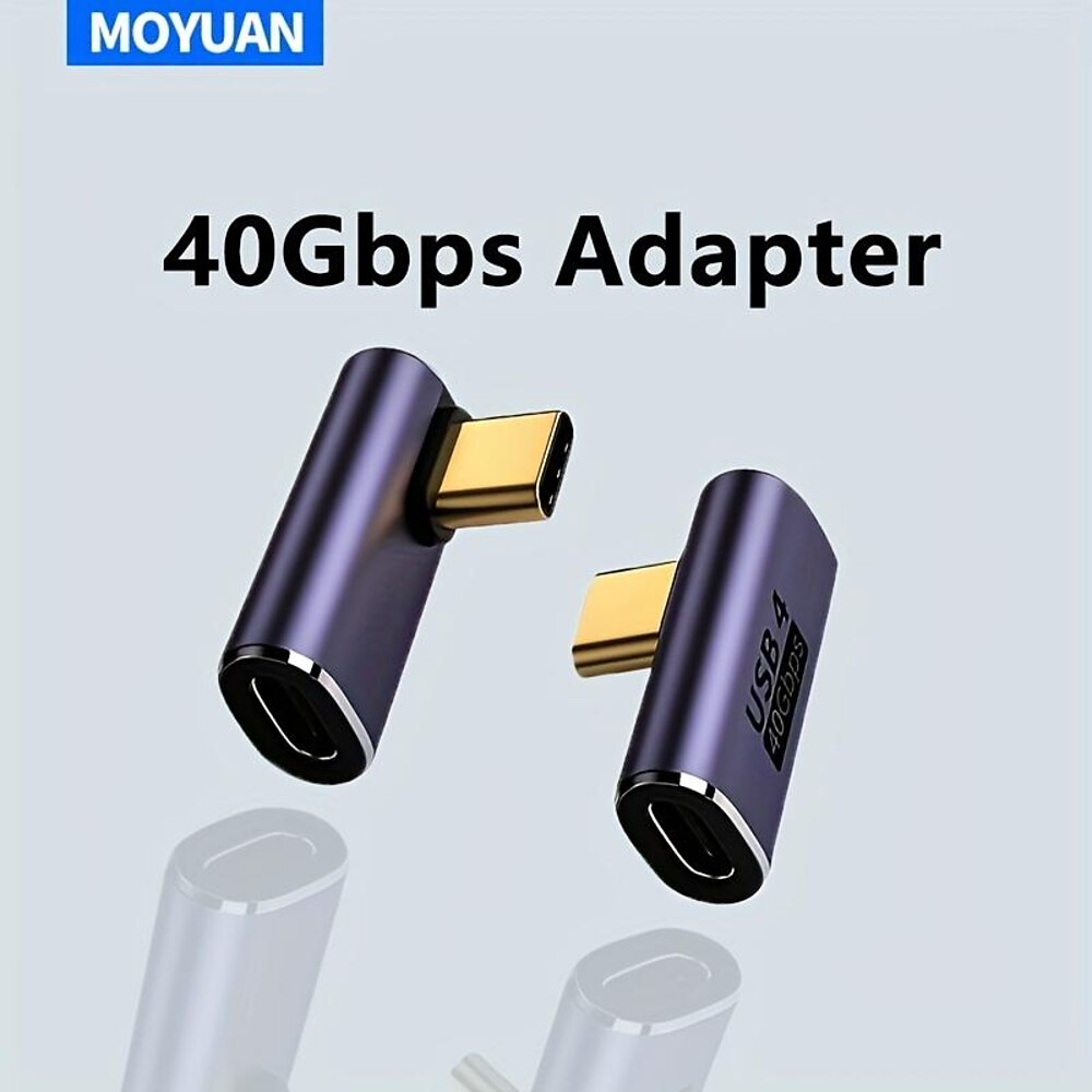 USB-C-Adapter, 90-Grad-Winkel, Typ-C-Stecker auf Buchse, Adapter-Extender-Unterstützung, 100-W-Schnellladung, 40-GB/s-Datenübertragung, 8k@60-Hz-Videoausgang für Laptops, Tablets, Mobiltelefone Lightinthebox