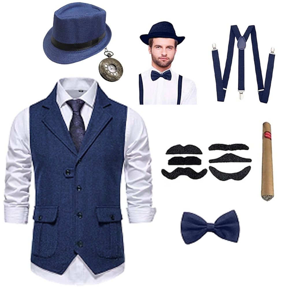 Retro Vintage Goldene Zwanziger 1920er Outfits Weste Panamahut Der große Gatsby Gentleman Mode Herren Weihnachten Halloween Karneval Abschlussball Junggesellinnenabschiedsparty Festival Erwachsene Lightinthebox