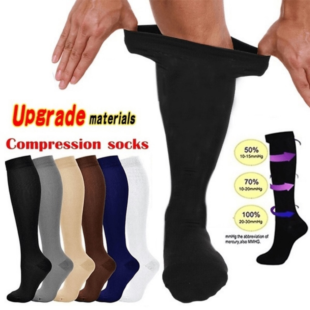6 Paar athletische Kompression Sportsocken lang Herren Damen Socken atmungsaktiv angenehm rutschfest schnell trocknend Fitnessstudio Workout Basketball Laufen Aktiv Training Joggen Sport Nylon schwarz weiß grau Lightinthebox
