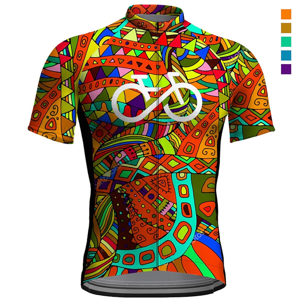 Herren Radtrikot fahrradbekleidung Fahrradtrikot Kurzarm Fahhrad Trikot Shirt mit 3 Gesäßtaschen MTB Mountain Rennrad Atmungsaktiv Schnelltrocknend Feuchtigkeitsableitung Reflexstreiffen Violett Gelb Lightinthebox