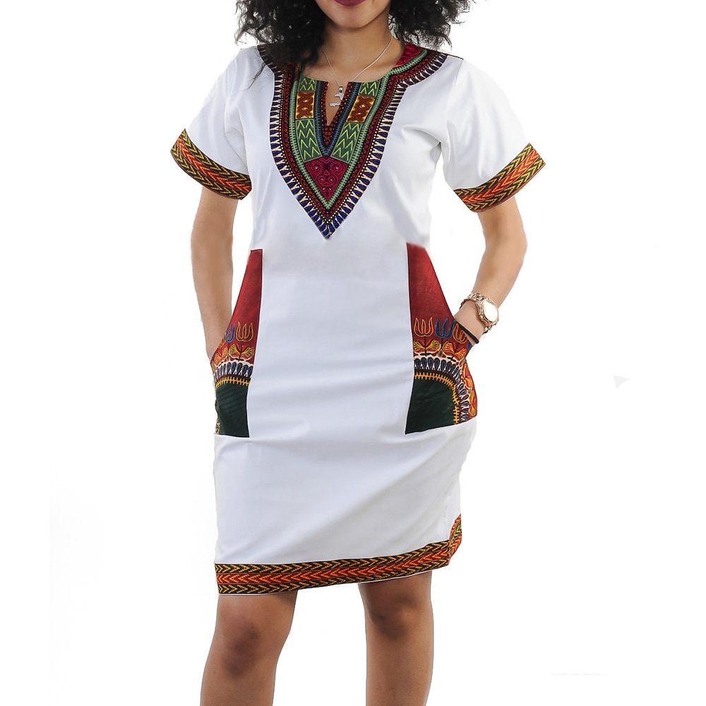 Damen Moderne afrikanische Outfits Afrikanischer Druck Dashiki Karneval Maskerade Graphic Erwachsene Kleid Party, Festival Lightinthebox