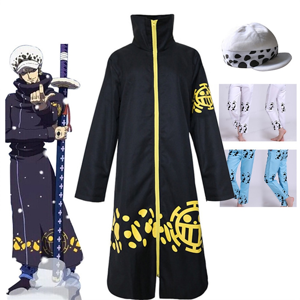 Einteiler Trafalgar Law Anime Hose Cosplay Kostüm Umhang Cosplay-Anzüge Hose Umhang Hut Für Herren Erwachsene Lightinthebox