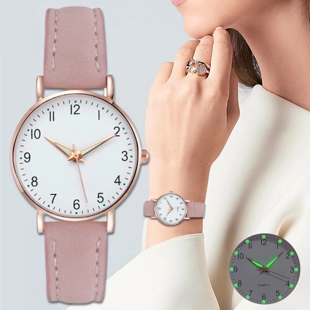 Frauen uhr mode lässig leder gürtel uhren leuchtende einfache damen kleine zifferblatt quarzuhr kleid armbanduhren reloj mujer Lightinthebox