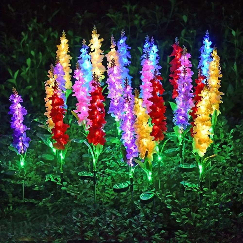 Solarleuchten für den Außenbereich, Gartendeko, solarbetriebene violette Lichter, Blumenstecker, wasserdichte Solar-Blumenlichter für Garten, Korridor, Hof, Rasen, Terrasse, Weg, Balkon, Pool, Hochzeit, dekorativ Lightinthebox