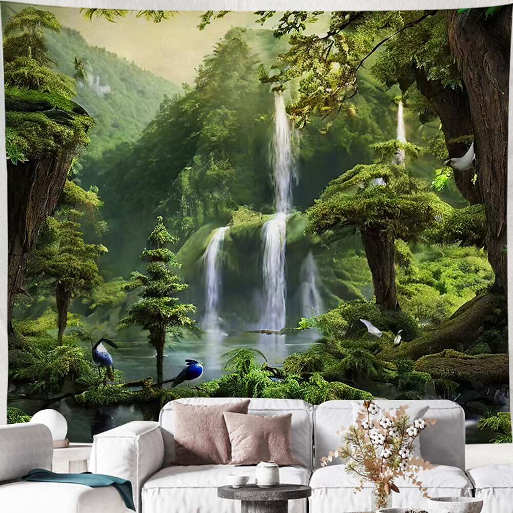 Regenwald tropische Landschaft hängende Wandteppich-Wandkunst, große Wandteppich-Wanddekoration, Fotografie-Hintergrund, Decke, Vorhang, Zuhause, Schlafzimmer, Wohnzimmer Wandtuch XXL Natur Lightinthebox