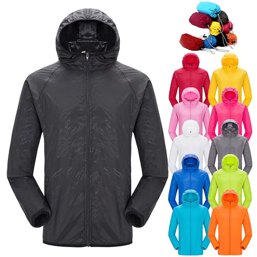 Herren Damen Regenjacke Windbreaker UPF 50 UV Sonnenschutz Reißverschluss Kapuzenpullover Langarm Angeln Laufen Wanderjacke Sommer Outdoor Packbar Schnelltrocknend Oberbekleidung Jacke Top Klettern Lightinthebox