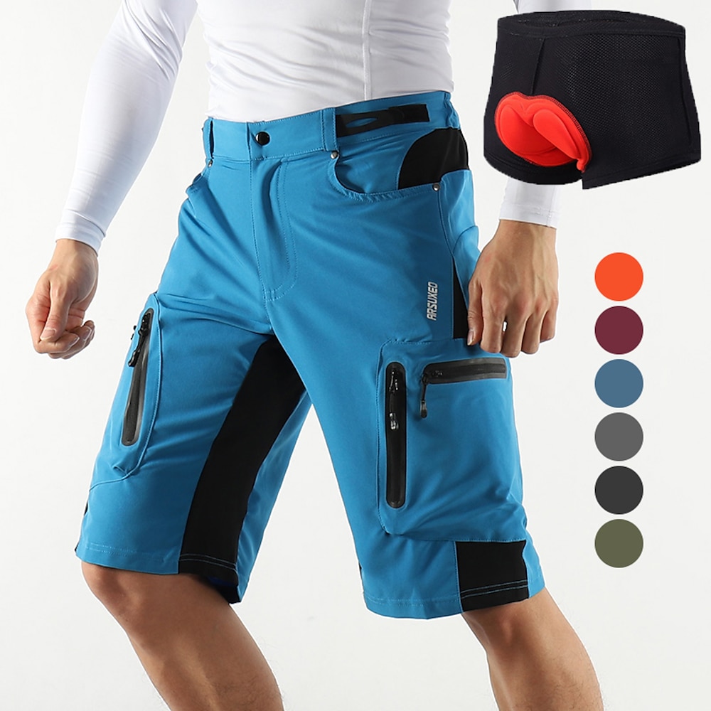 Arsuxeo Herren MTB Hosen Radlerhose Fahrradhose Fahrradshorts Fahhrad Kurze Hose Hosen / Regenhose entspannte Passform MTB Mountain Rennrad Sport 3D-Pad Atmungsaktiv Schnelltrocknend Lightinthebox