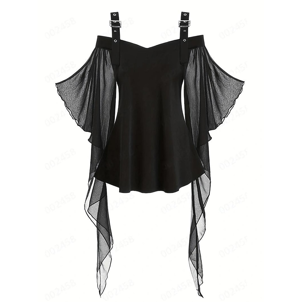 Rüschenbesatz, Cosplay-Bluse, Mittelalter, Gothic, Vintage, schmal, Kontrastspitze, Halloween-Kostüm, Damen-Oberteil Lightinthebox