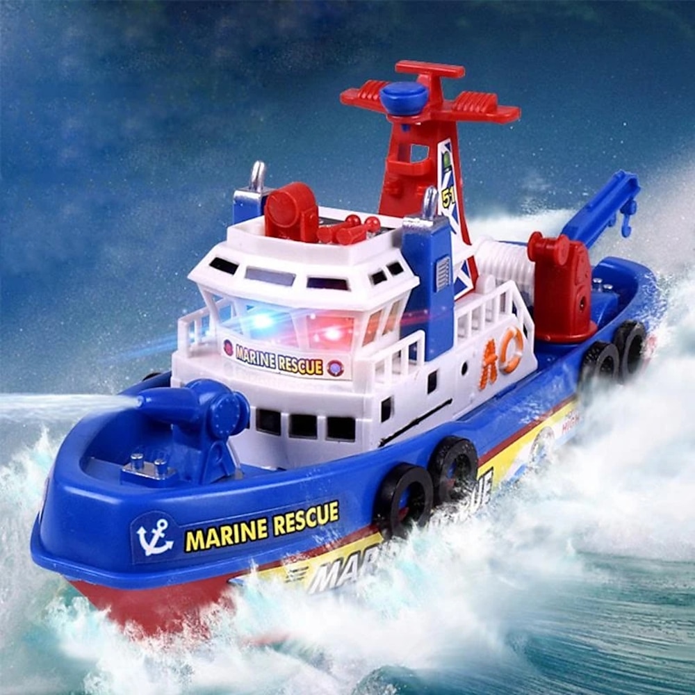 Schnelle Geschwindigkeit Musik Licht elektrische Marine Rettungs Feuerlöschboot Spielzeug für Kinder für Weihnachtsgeschenke Lightinthebox