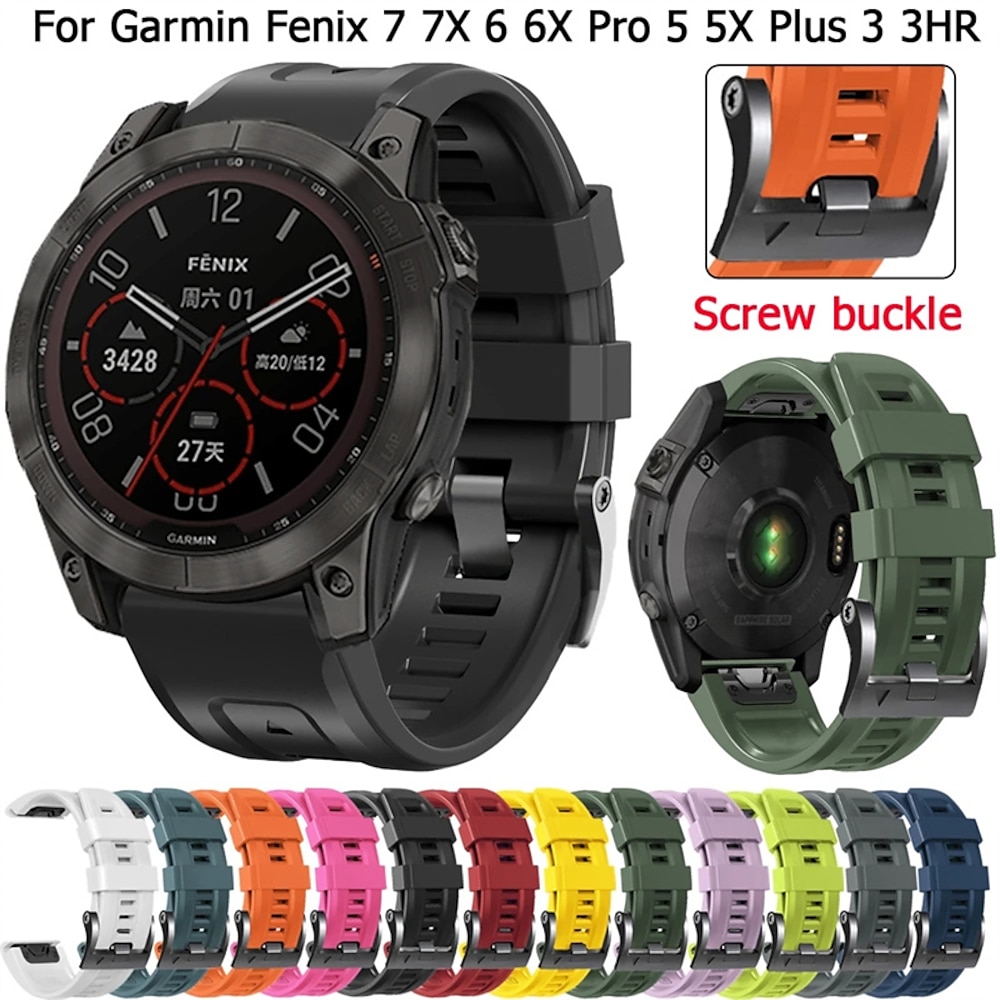 Uhrenarmband für Garmin Fenix 7 7X 6 6X Pro Epix Pro 47mm 51mm Instinct 2X Approach S70 47mm S62 S60 Forerunner 955 945 Epix Marq Descent Quatix 22mm 26mm Silikon Ersatz Gurt 22mm 26mm Sportarmband Lightinthebox