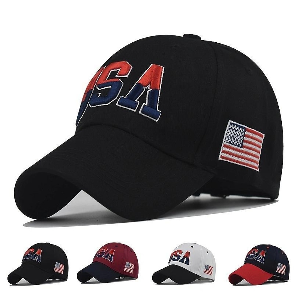 Retro-Baseballkappe mit bestickter USA-Flagge, gewaschener Strapback-Vaterhut, amerikanische Flagge, Unabhängigkeitstag für Männeramp; Frauen Karneval Lightinthebox