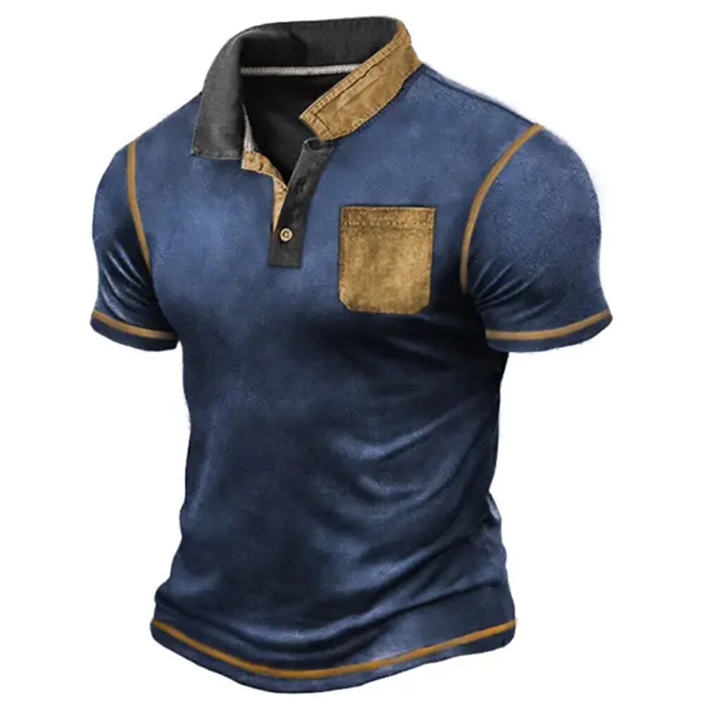 Herren Stammes Poloshirts Golfhemd Kurzarm Polo-Shirts Hemden mit Kragen Brautkleider schlicht Urlaubskleidung Party-Outfits Knopf 3D-Druck Blau Grün Khaki Lightinthebox