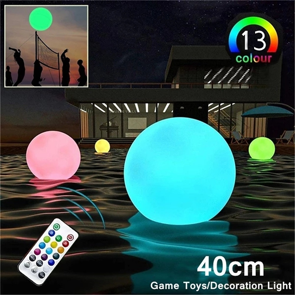 16-farbige LED-Schwimmlampe für Pools, leuchtender LED-Wasserball, 40 cm, 60 cm, mit Fernbedienung, wasserdicht, aufblasbare Schwimmlampe für Pools, Hof, Rasen, Partylampe Lightinthebox