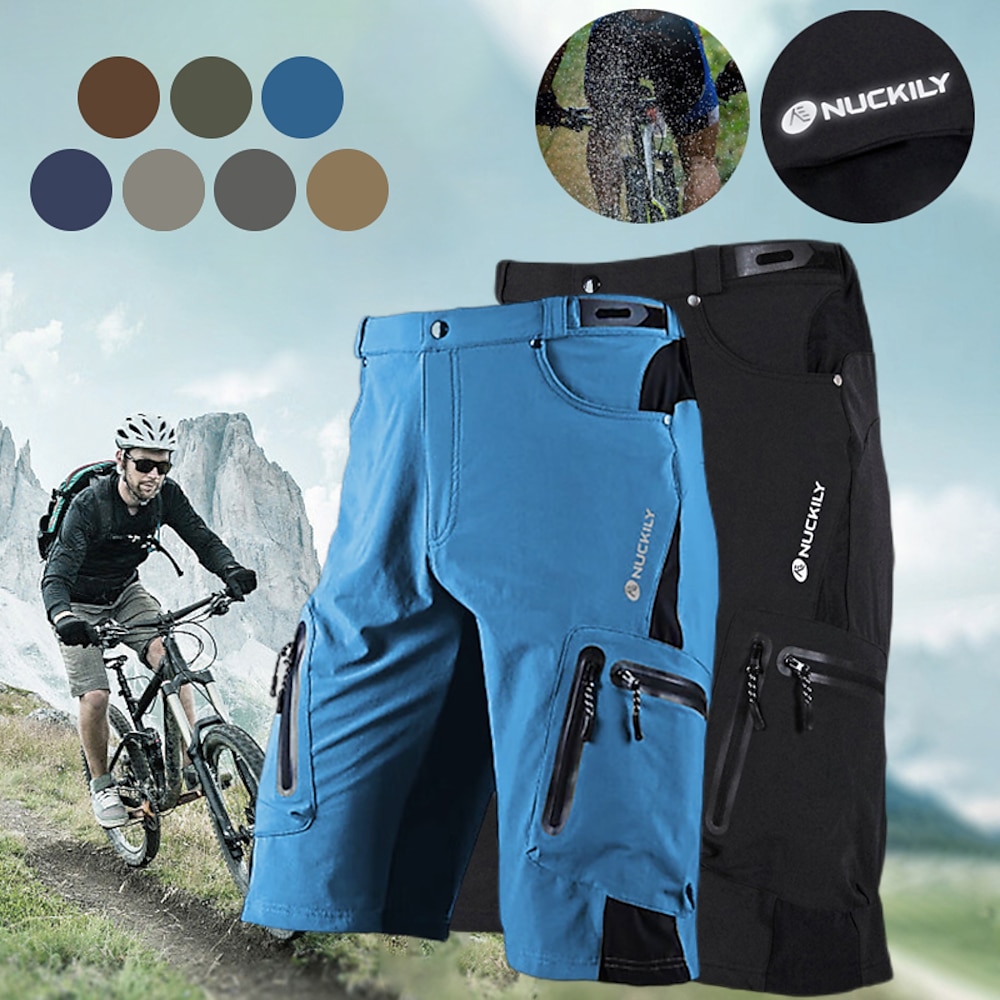 Nuckily herren mtb shorts lycra radhose wasserdicht atmungsaktiv schnell trocknend leicht und baggy reißverschlusstaschen sommer fahrradbekleidung berg rennrad radsport fortgeschritten schwarz Lightinthebox