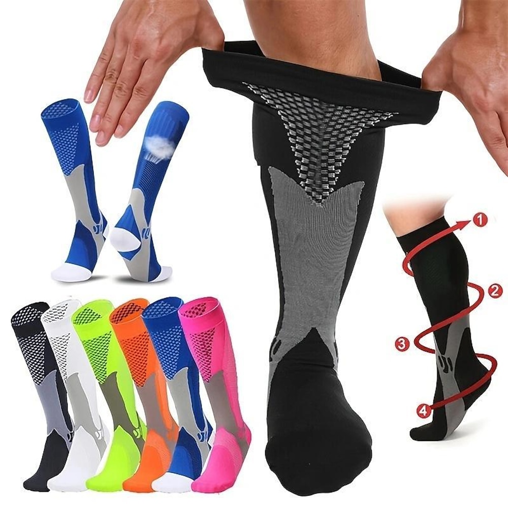 1 Paar Kompressionsstrümpfe, Krampfadernsocken, Fußball, Fußball, Oberschenkel, lange Röhre, Unisex, Outdoor-Sport, Stillstrümpfe für Männer und Frauen Lightinthebox