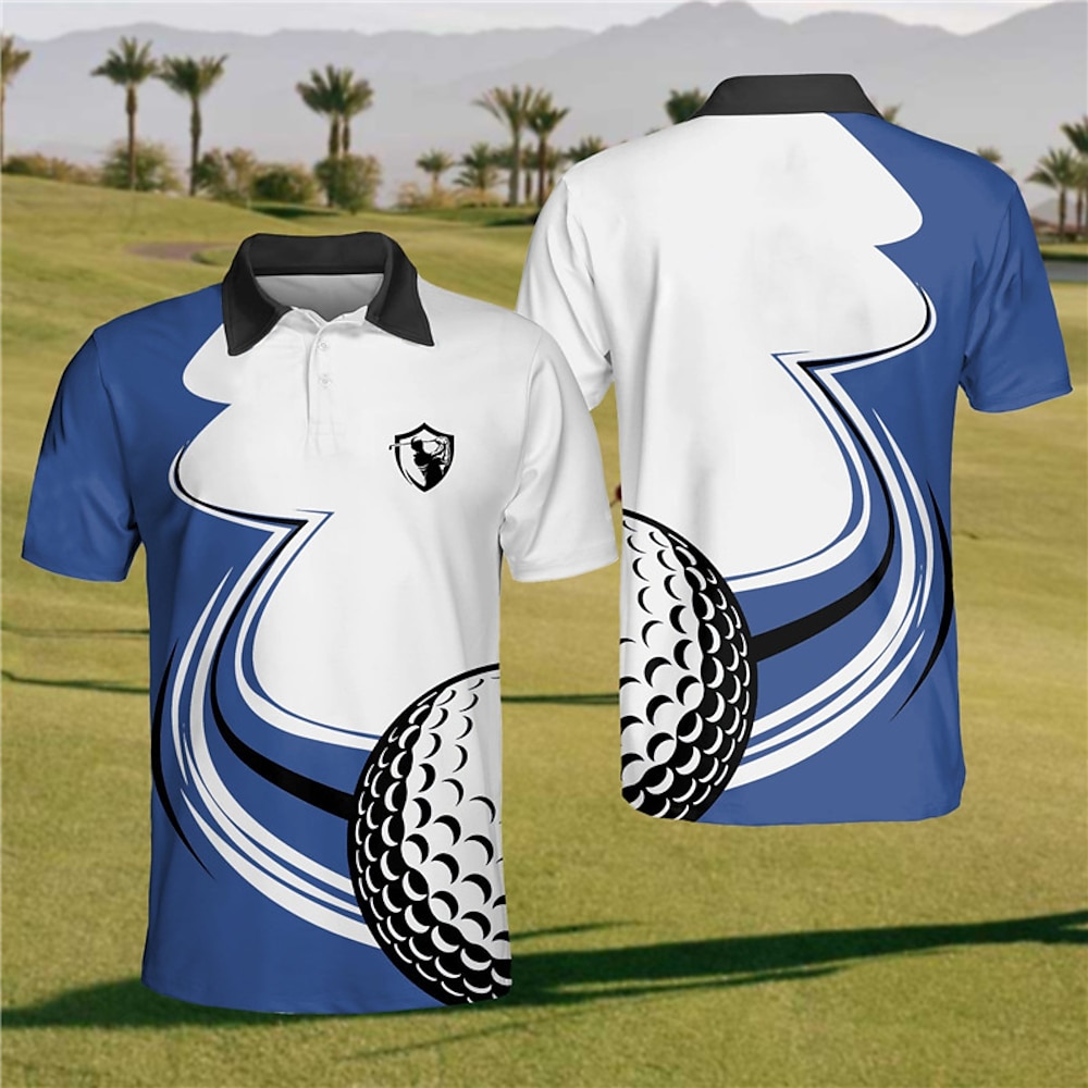 Herren Gestreift Sport-Poloshirts Golfshirt Kurzarm Polo-Shirts Hemden mit Kragen Lässig Sportbekleidung Urlaubskleidung Knöpfe 3D-Druck Hellgelb Schwarz Gelb Lightinthebox