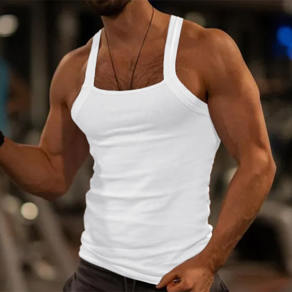 Herren Tank Top Shirt Unterhemden Geripptes Strick-T-Shirt Wifebeater-Shirt Glatt Platz Sport Natur Athlässigkeit Ärmellos Bekleidung Modisch Strassenmode Bodybuilding-Fitness Lightinthebox