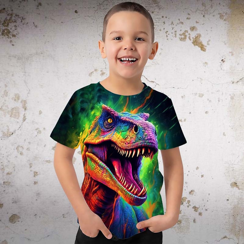 Jungen 3D Graphic Tier Dinosaurier T-Shirt Kurzarm 3D-Druck Sommer Frühling Aktiv Sport Modisch Polyester kinderkleidung 3-12 Jahre Outdoor Casual Täglich Regular Fit Lightinthebox