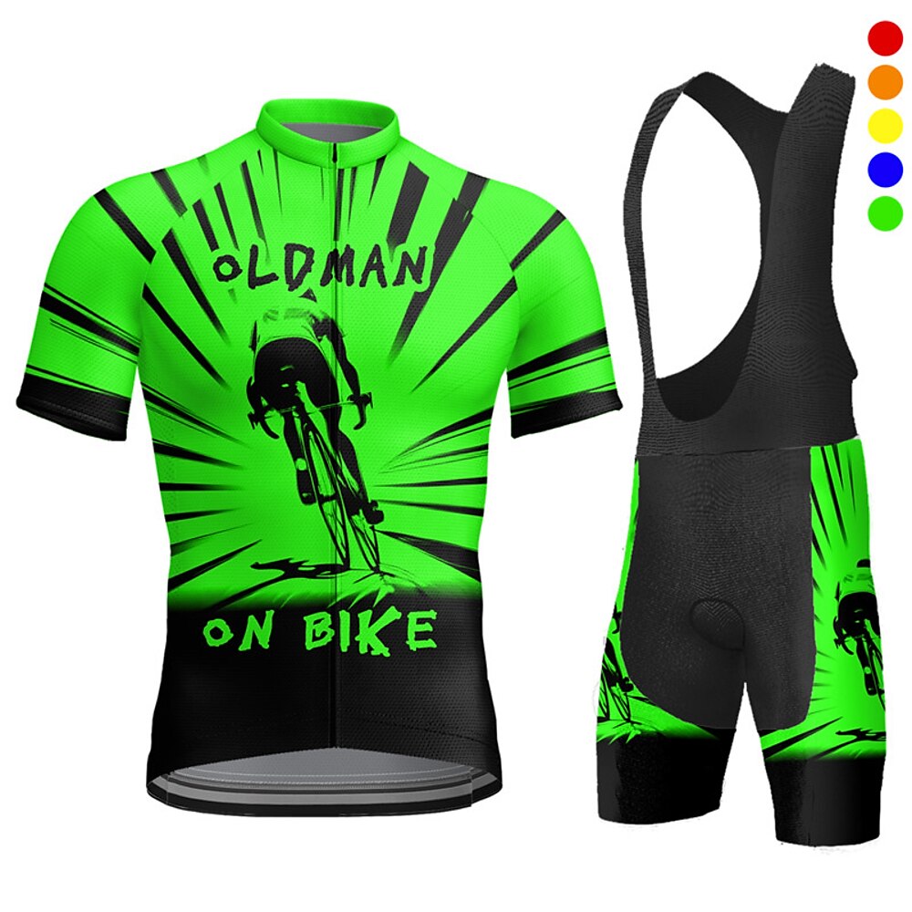 Herren Radtrikot mit Radhose kurz Trägern fahrradbekleidung Kurzarm MTB Mountain Rennrad Gelb Rote Blau Graphic Fahhrad Sportkleidung 3D-Pad Atmungsaktiv Schnelltrocknend Tasche auf der Rückseite Lightinthebox