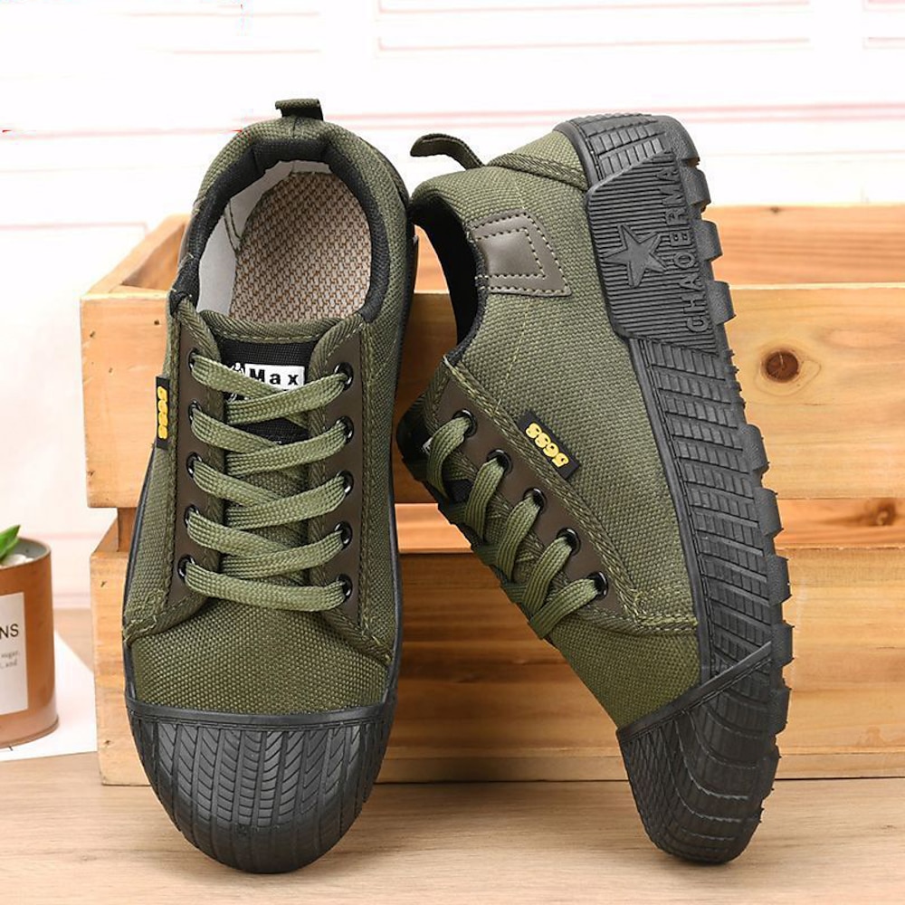 Robuste Canvas-Sneaker für Herren - strapazierfähige Outdoor-Freizeitschuhe mit Schnürung und Gummisohle zum Wandern und Arbeiten Lightinthebox