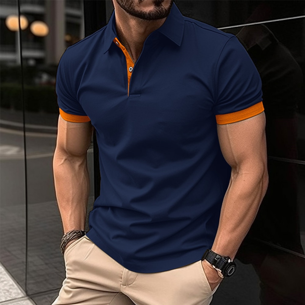 Herren Poloshirt Golfhemd Casual Festtage Kargen Klassisch Kurzarm Modisch Basic Glatt Taste Sommer Regular Fit Schwarz Rosa Wein Marineblau Blau Orange Poloshirt Lightinthebox